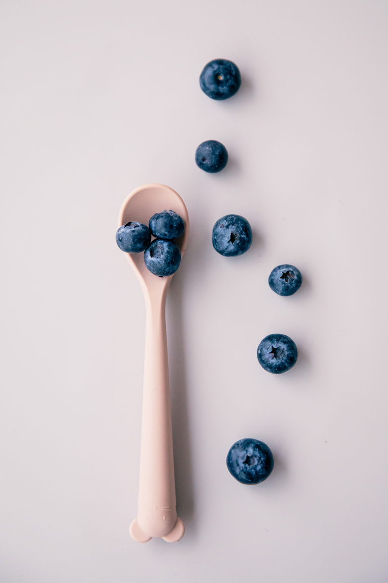 Fresh Blueberries with Baby Spoon
